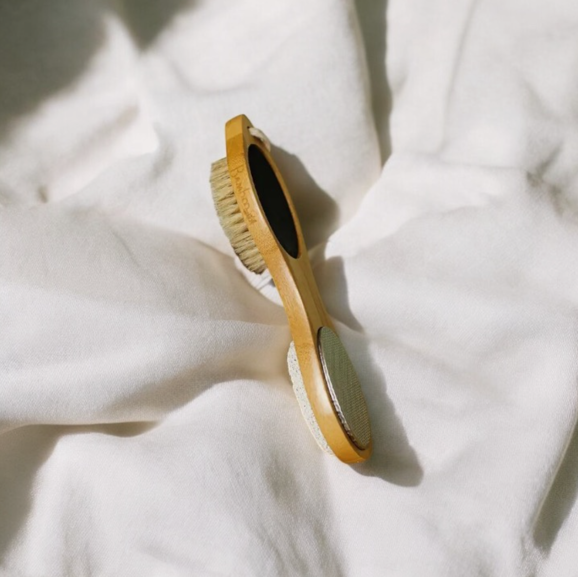 BAMBOO EXFOLIATING FOOT PEDICURE BRUSH TOOL