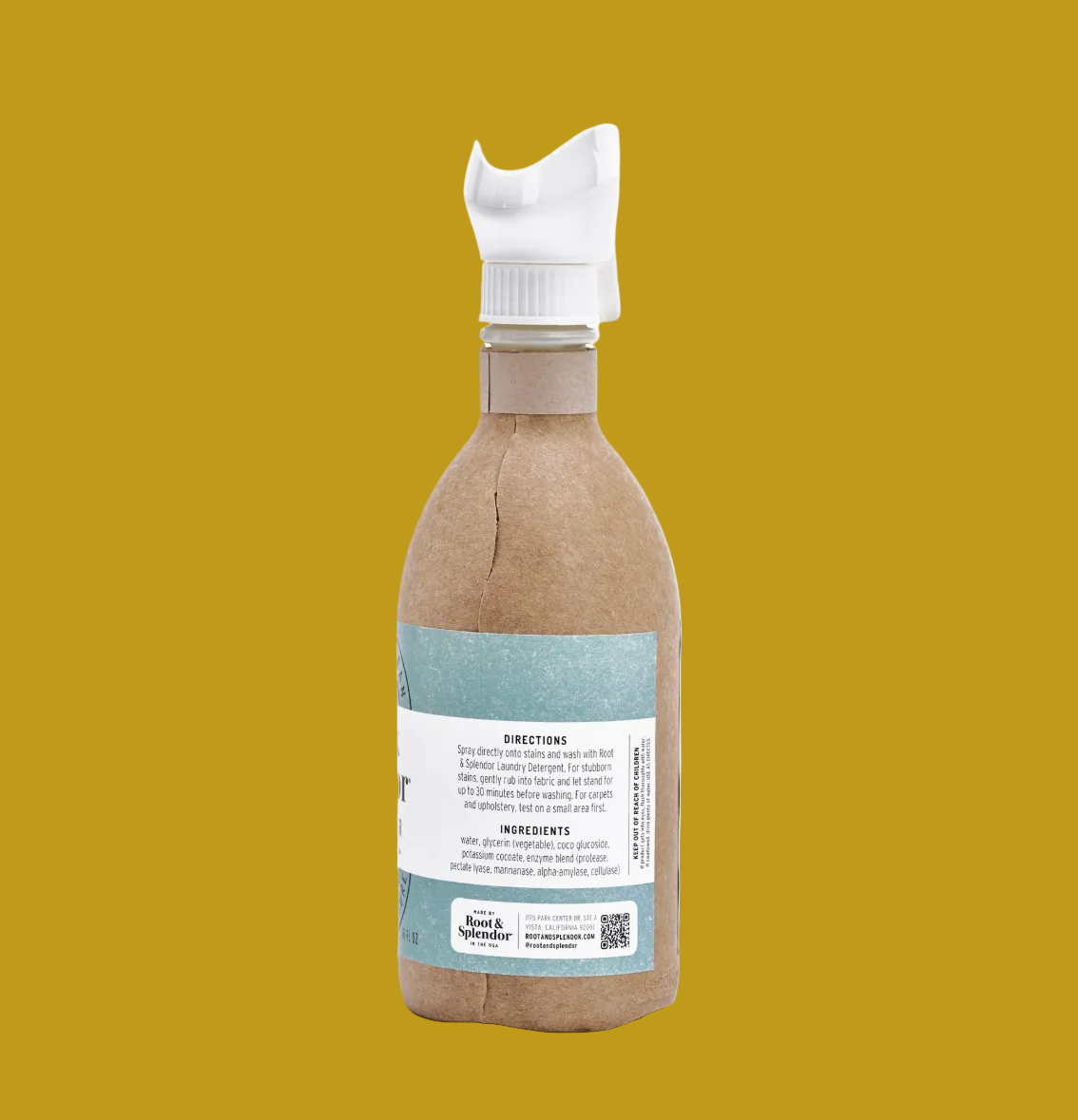 Bottle with a brown label and white cap on a white background