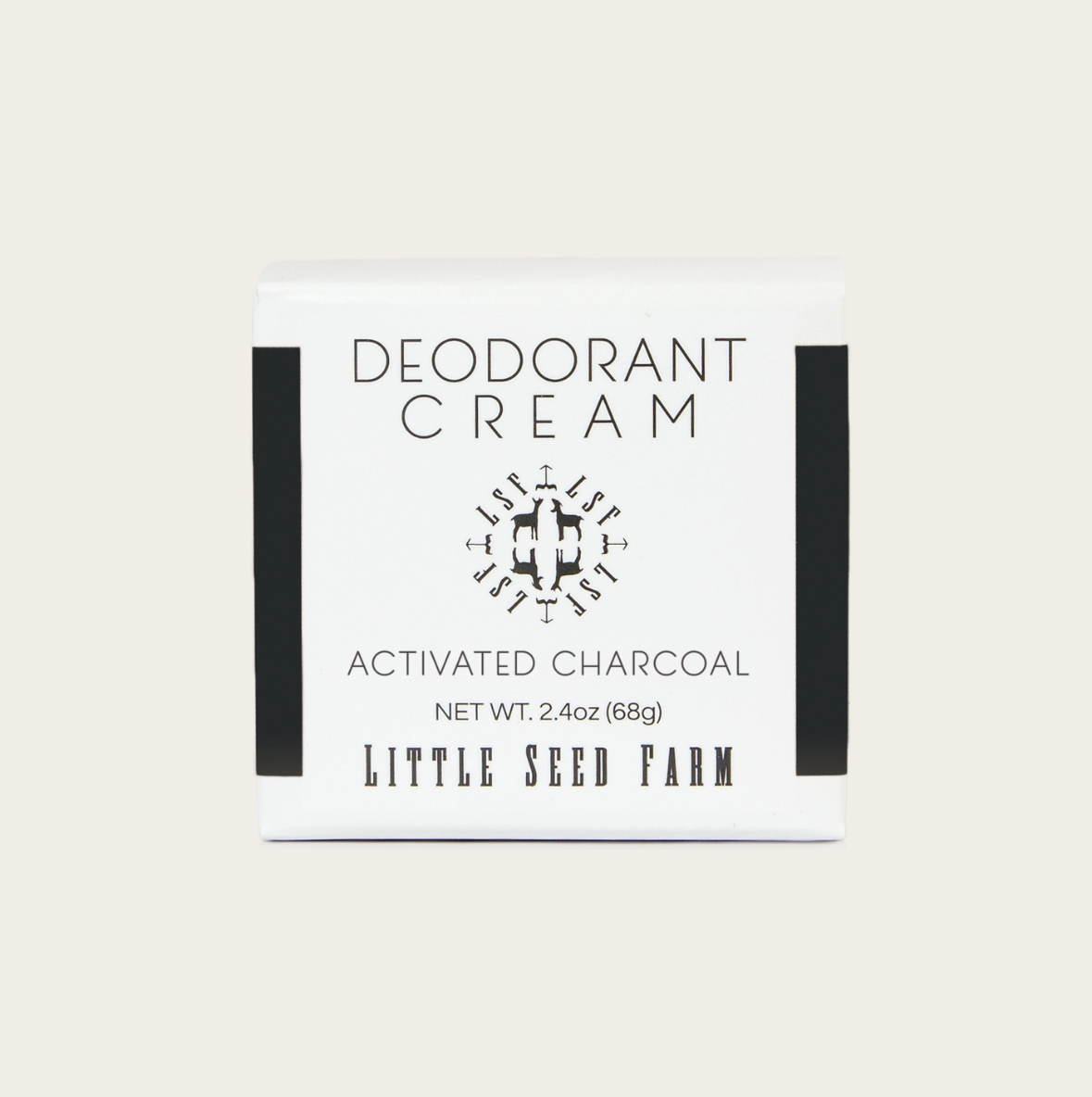 Deodorant cream packaging with 'Little Seed Farm' branding on a white background