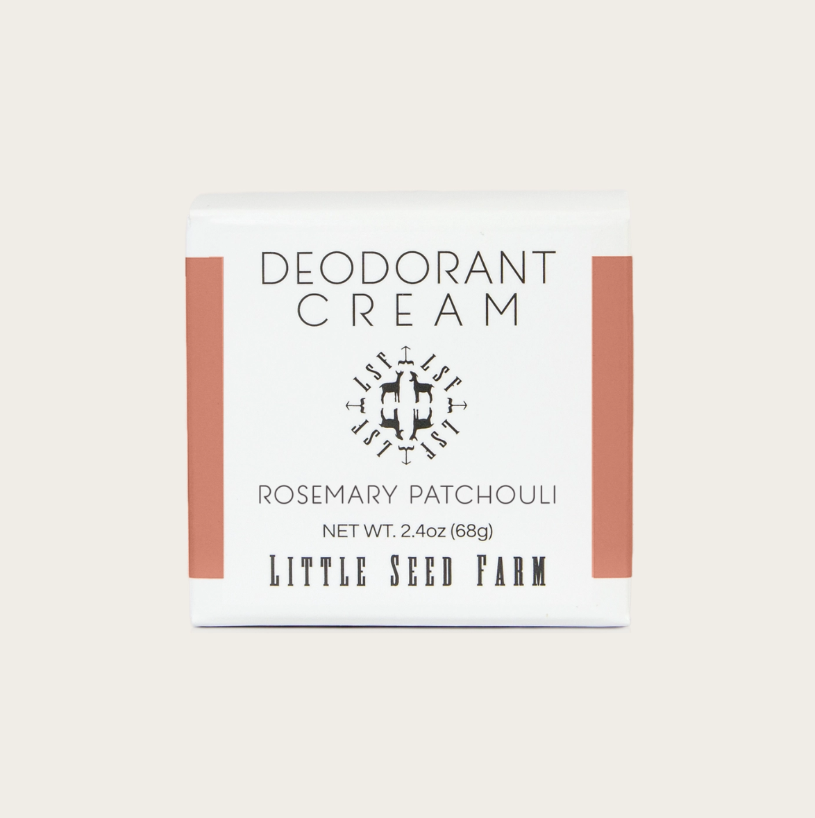 Deodorant cream packaging with 'Little Seed Farm' branding on a white background