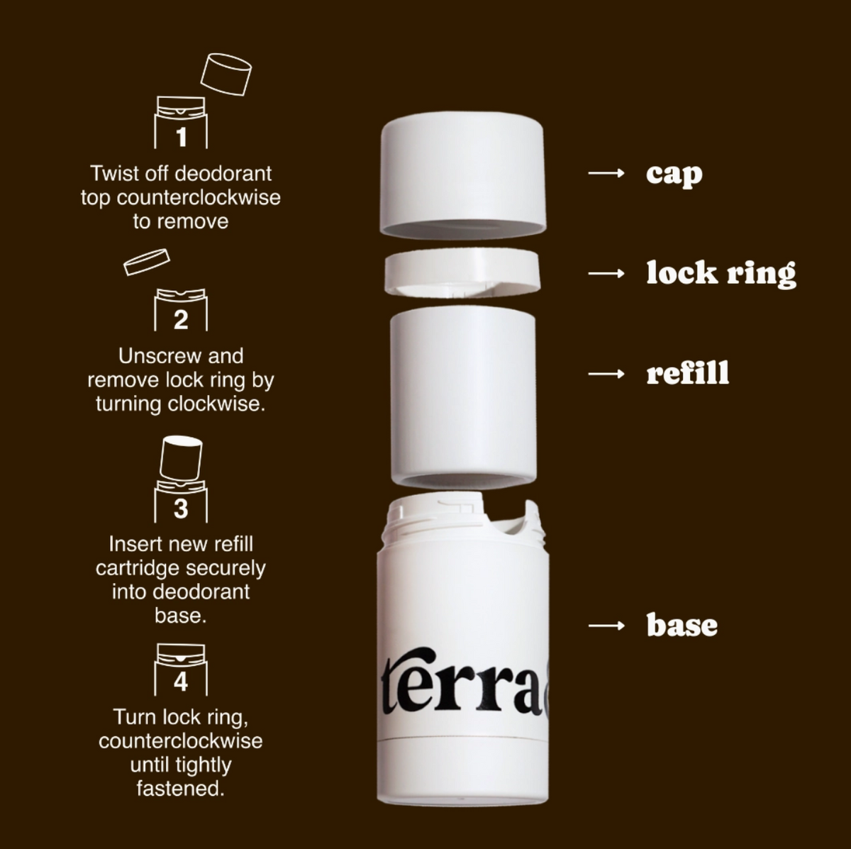 REFILLABLE DEODORANT TUBE FOR TERRA & SELF REFILLS
